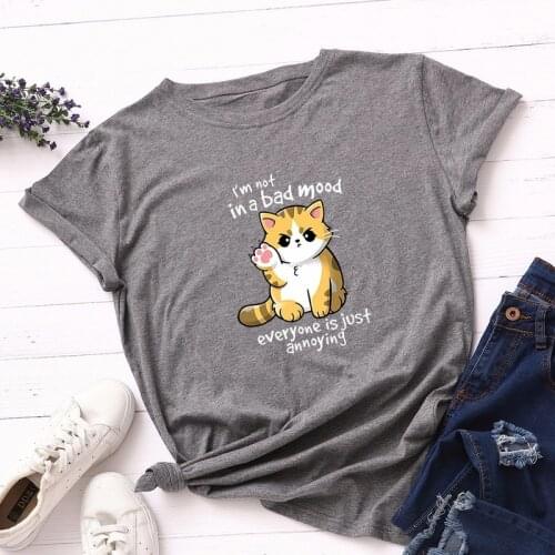 Summer Fashion Women T-shirt Cotton 5XL Plus Size Casual Loose Short Sleeve Ladies Tee Shirt Tops Cute Cat Print T Shirts