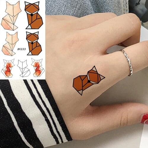 VANKIRS Orange Tattoo Sticker Geometric Fox Women Temporary Tattoo Small Kids Cartoon Animals Waterproof Tatoo Triangle Cosmetic