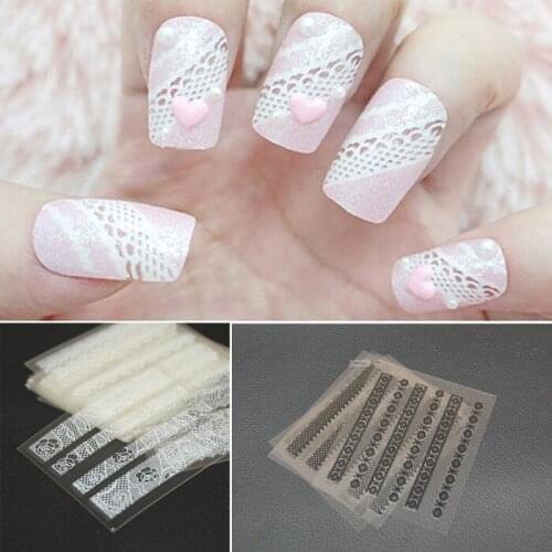 30pcs Nail art lace sticker Decal White Flower tape Decorations Strip beauty design pattern stickers Manicure tools