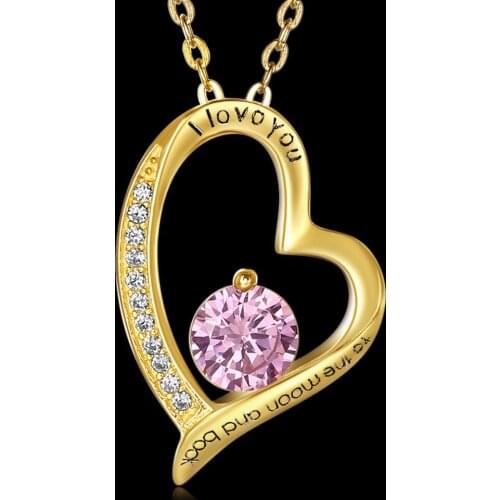 New 925 Sterling Silver Inlaid AAA Zircon Necklace Romantic Heart-Shaped Lettering Clavicle Chain Jewelry