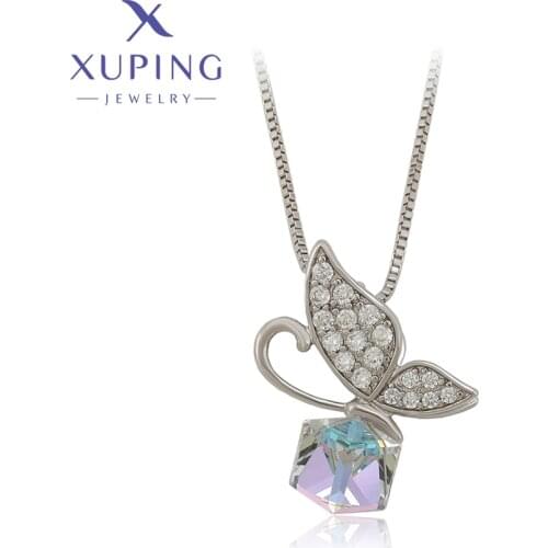 Xuping Jewelry Fashion Square Shaped New Arrival Crystals Pendant Necklaces Women Lady Gifts ZBN418