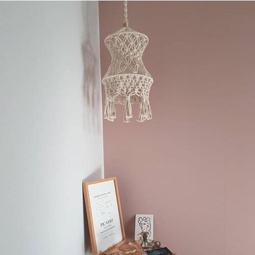 Handmade Macrame Pendant Lamp Shade Boho Chic Home Decor Ceiling Light Shade Tasselled Lighting Decoration Drop Shipping 30x45cm