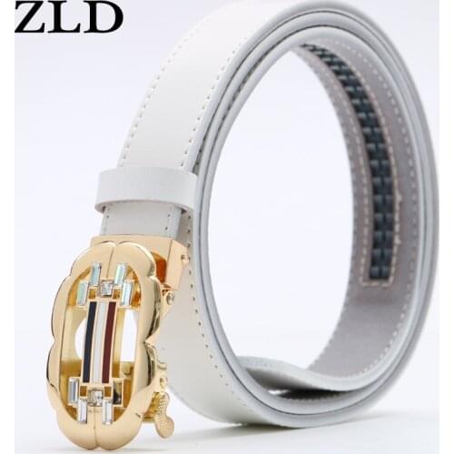 ZLD Women Belt Luxury Famous fashion Designer Brand High Quality Genuine Leather Strap Automatic Ratchet Buckle Belts for Dress