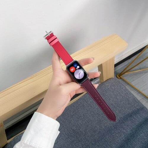 Watchband Genuine Leather Single Tour Strap for Huawei Watch FIT Barcelet Loop Band for Huawei Smart Watch fit Correa Wristband