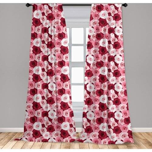 Rose Window Curtains Bunch of Colorful Roses Rosebuds Bouquet Continuous Natural Ornate Curtain with Rod Pocket