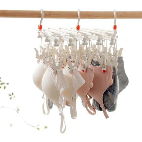14/19/29 Clips Foldable Clothing Rack Laundry Clothes Hanger Household Drying Rack for Bra Socks Underware Extendible Clothespin