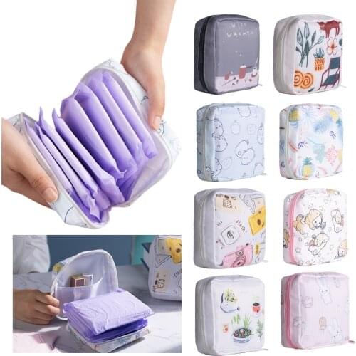 Tampon Storage Bag Sanitary Pad Pouch Women Napkin Towel Cosmetic Bags Organizer Ladies Makeup Bag Tampon Holder Organizer