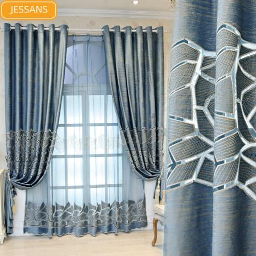 New Solid Color Flannel Hollow Embroidered Curtains for Living Room Bedroom Finished Floor Window Screen Curtain Customization