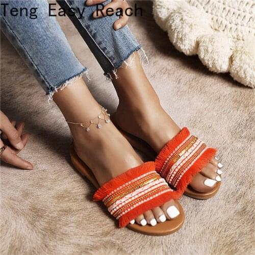 Women Slippers 2021 Summer New Rome Retro Sandals Flat Casual Shoes Female Slip on Slides Woman Shoes Plus Size Sandalias Mujer