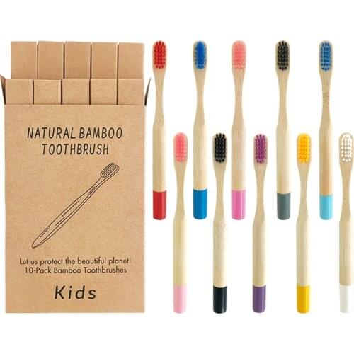 Bamboo Toothbrush Eco Friendly 10pcs Wooden kids Tooth Brush Charcoal children Oral Care mixed color Wood Handle Toothbrush