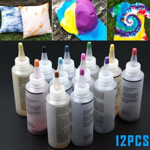 12 Pcs Hot Tie Dye Kit Non-toxic DIY Garment Graffiti Fabric Step Textile Coating Arts LXY9