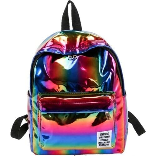 5PCS / LOT Women Laser PVC Backpacks Girls Shoulder School Backpack Female Leather Holographic Travel Bag Mochila Feminina