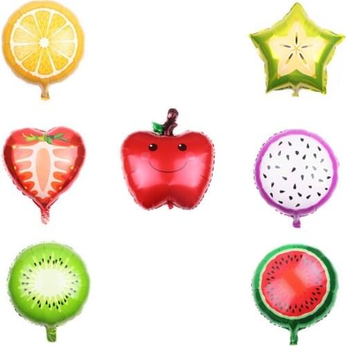 50PC 18-inch Fruit Orange dragon fruit kiwi apple balloon Aluminum Helium balloons birthday party decorations kids toys globos