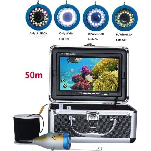 7" Inch 50M 1000TVL Fish Finder Underwater Fishing Camera 15pcs White LEDs + 15pcs Infrared Lamp For Ice/Sea/River Fishing