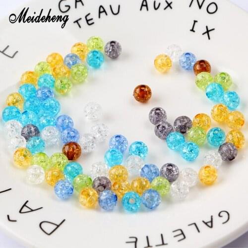 Acrylic Round Transparent Cracked Beads for jewelry Making Straight Hole beads for needlework Necklace bracelet women Gift