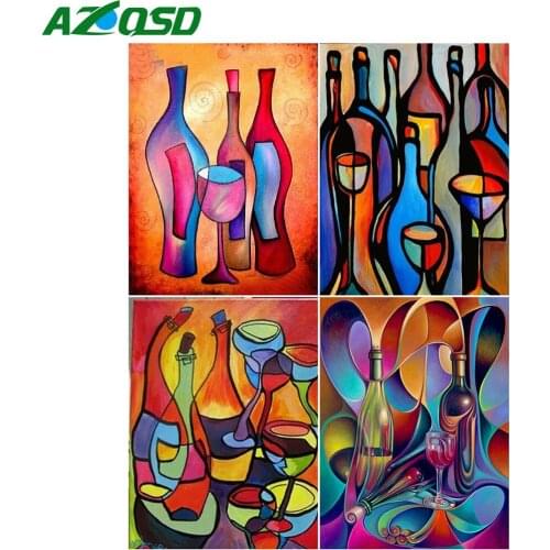 AZQSD 5D DIY Diamond Painting Wine Abstract Cross Stitch Diamond Embroidery Scenic Mosaic Full Kits Handmade Gift Home Decor