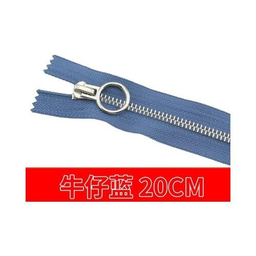Free shipping 10pcs/lot 20cm denim blue zipper 5# Metal zipper Round zipper head clothing trousers zipper accessories