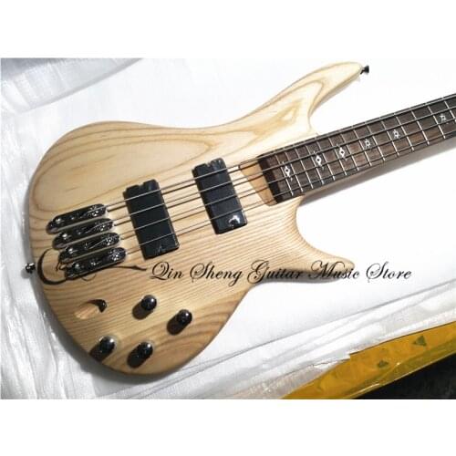 Free shipping custom 4 string electric bass guitar ,ASH wood body,maple neck bolt on body,SS pickups,chrome bridge