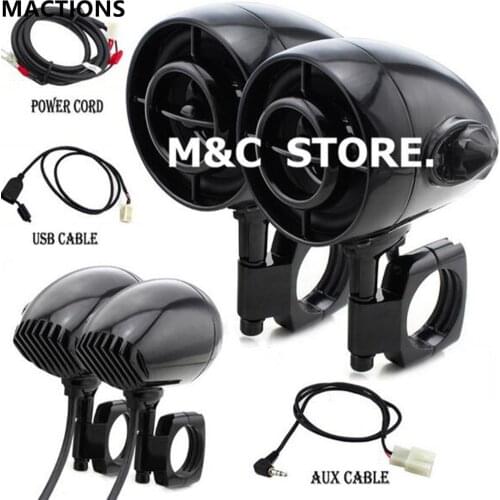 Black 1" For Harley Parts and sound Speaker Hi - Fi audio amplifier motorcycle MP3 / WMA Bluetooth USB / AUX MT485