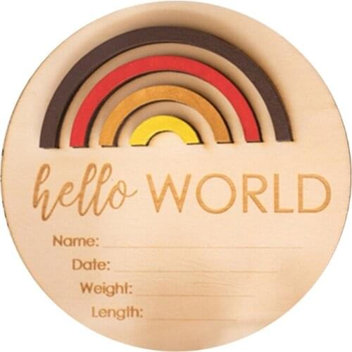 Wooden Rainbow Milestone Cards Growth Commemorate Baby Monthly Recording Card
