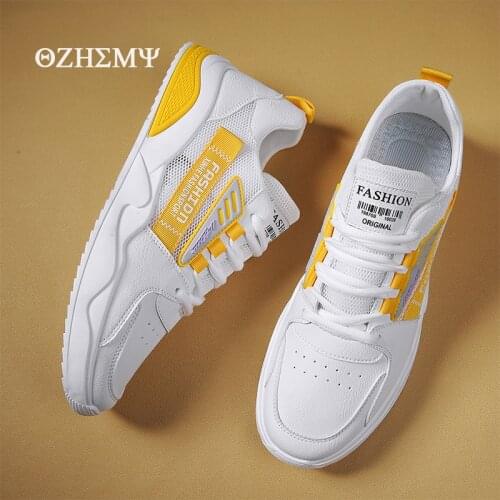 Mens Casual Shoes 2021 Summer Mesh Breathable White Shoes Non-slip Wear-resistant Flat Vulcanize Shoes Zapatos De Hombre