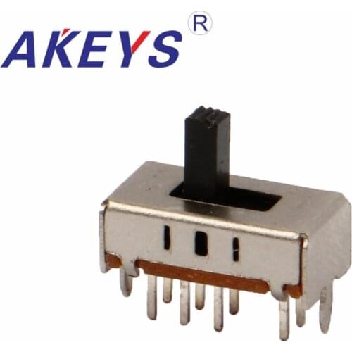 20PCS SS-23D06 2P3T Double pole three throw 3 position slide switch 8 solder lug pin verticle type with 2 fixed pin