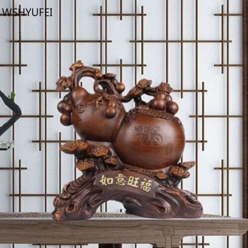 Fengshui Lucky Money Gourd Ornament Chinese Style Statue Home Decor Office Living Room Decorations Opening Gifts Present Crafts