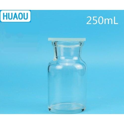 HUAOU 250mL Gas Collecting Bottle Transparent Clear Glass with Ground - In Glass Sheet Collector Laboratory Chemistry Equipment