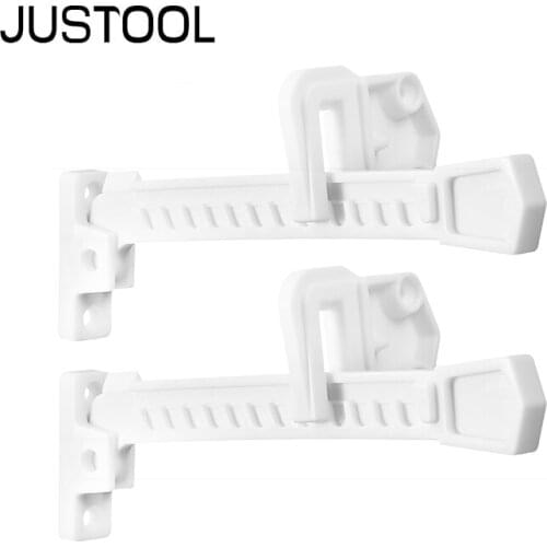 JUSTOOL 2Pcs ABS White Window Restrictor Limiter Multifunction Door Window Protection Lock for Home Baby Children Safety Lockers