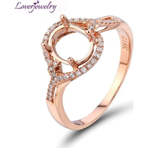 LOVERJEWELRY Attractive 6x8mm Oval 18kt Rose Gold Natural Diamond Semi Mount Ring Free Shipping Wholesale Jewelry for Women R608