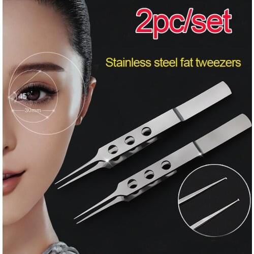 Beauty Health Makeup Eyelid hook toothed forceps Eyebrow Tweezer Makeup tools/accessories 2pc/set