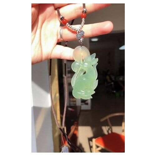 Natural 7A xiuyu jade Hand-Carved 9 tailed Fox green jade pendant jade necklace men women pendants jade jewelry