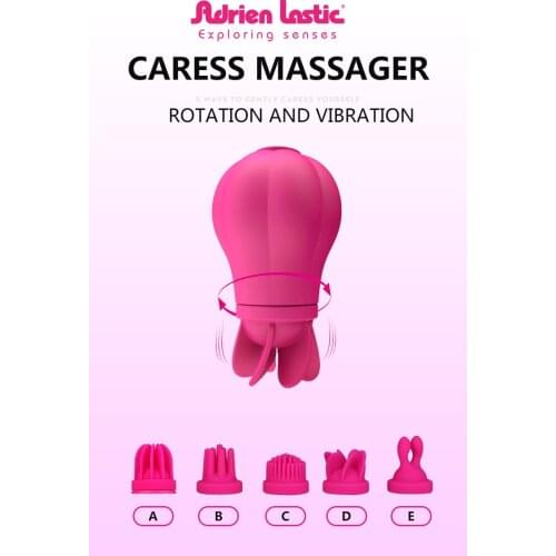 Caress Clitoral stimulator Massager 5 interchangeable silicone heads vibrators 10 rotaton 1 steady vibration magnetic charger RS