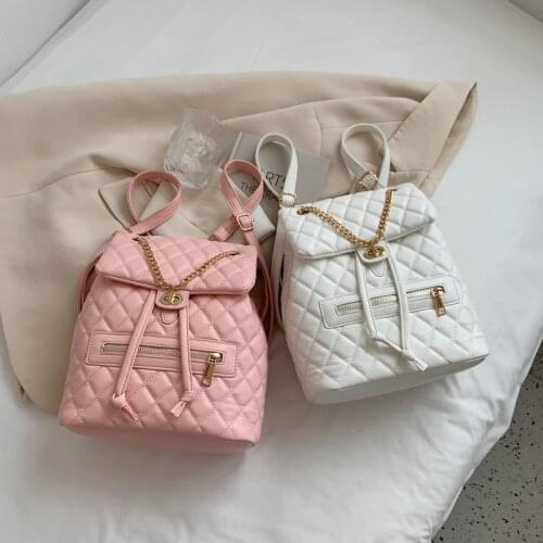 Fashion Women Pu Leather Backpack High Quality Female Chain Shoulder School Bags for Teenager Girls Designer Ladies Travel Bag