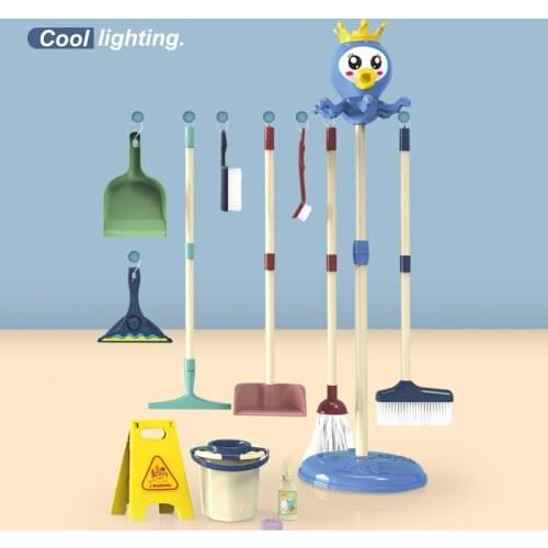 Cartoon Children Simulation Mop Brush Broom Play House Boys Girls Pretend Play Cleaning Housework Tool Educational Toy Gift Set