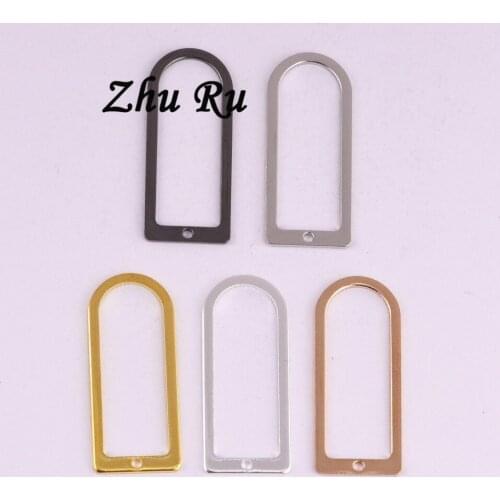 10pcs ZHU RU 30*12.5mm copper jewelry setting accessories Arched charm Hollow Arches shape pendant charms DIY Handmade Craft