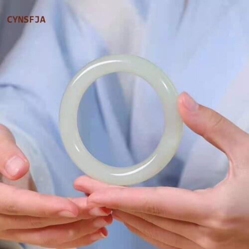 CYNSFJA New Real Rare Certified Natural Hetian Jade Bracelet Womens Lucky Amulet Nephrite Jade Bangle High Quality Elegant Gift