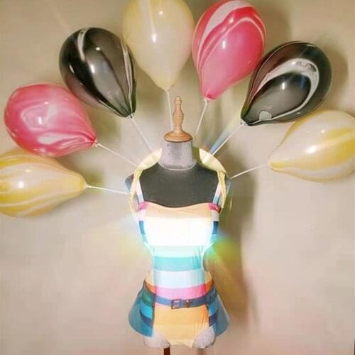 New Nightclub Gogo Dancer Stage Performance Bodysuit Rainbow Color Balloon Walking Party Opening Costume Festival Outfit DWY5421