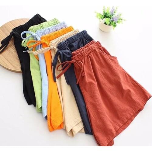 Obrix Comfy Female Summer Light Shorts Mid Waist Pockets Sporty Fitness Shorts For Women