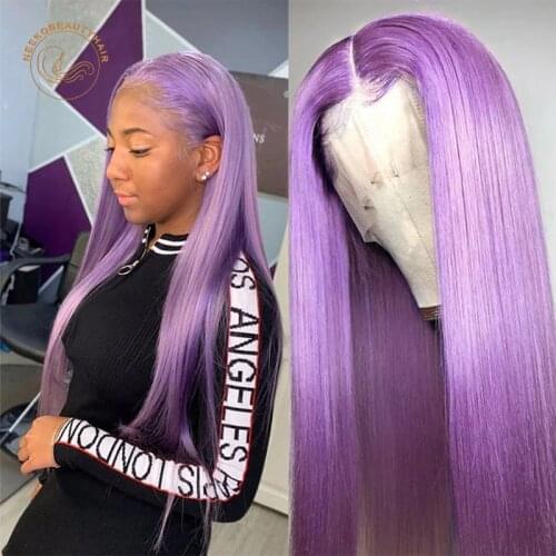 Color Hair Lace Frontal Wigs Light Purple 13X4 Lace Front Wig 180% Density Pre-Pluck Colored Human Hair Wigs With Baby Hair