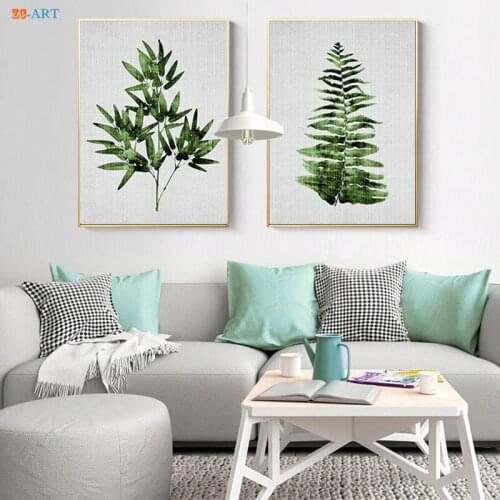 Bamboo Leaf Print Poster Botanical Canvas Painting Minimalist Wall Art Wall Pictures for Living Room Home Decor No Frame
