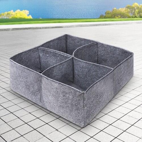Raised Garden Planter Felt Fabric Bed 4 Divided Grids Durable Planting Grow Pot For Onion Flower Vegetable Plants