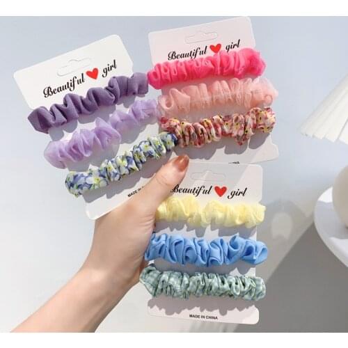 3PCS Woman Fashion Scrunchies Satin Silk Hair Ties Rope Girls Ponytail Holders Rubber Band Elastic Hairband Hair Accessories