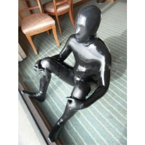 Sexy exotic Sexy handmade customize Black Men male Latex Catsuit With hood&gloves&socks zentai cekc fetish Bodysuits back zip