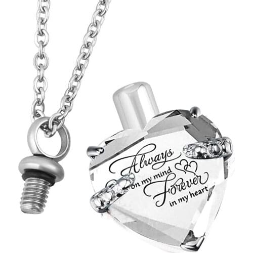 Heart Cremation Necklace for Ashes Urn Jewelry Birthstone Fashion Memorial Ashes Keepsake Pendant with Fill Kit and Gift Box