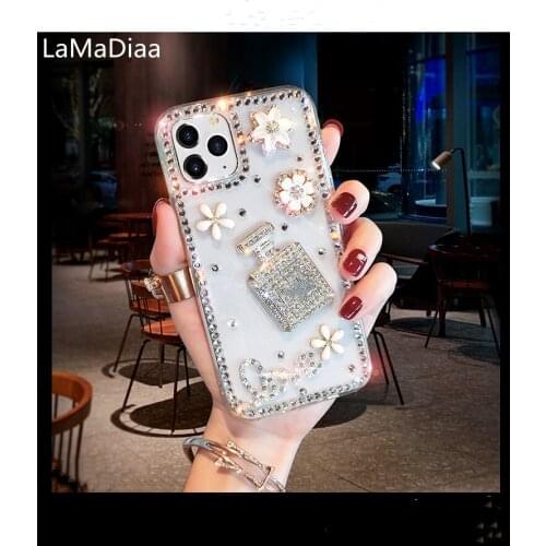 Bling Luxury Diamond Perfume Bottle Clear Phone Case For Samsung j3 j5 j7 2016 2017 J5 j7 Prime j4 j6 j8 2018 Soft Shell Capa