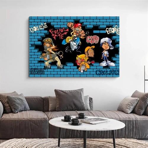 Modern Funny Street Graffiti Cartoons Canvas Paintings Posters and Prints Wall Art Pictures for Living Room Home Decor Cuadros