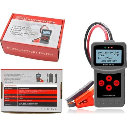 Micro200Pro 12V Car Battery Tester Motorcycle Battery Internal Resistance Life Diagnostic For The Car Quick Cranking Charging