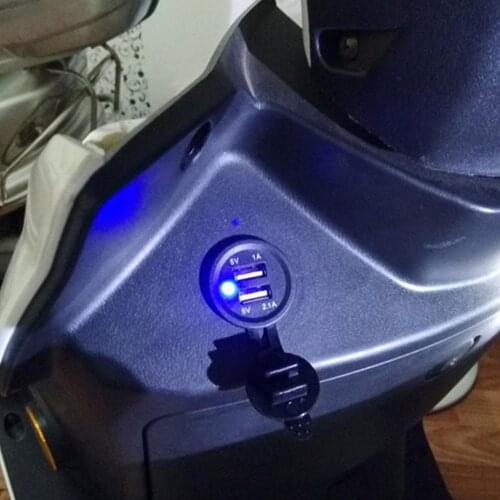 Convenient Car Motorcycle Cigarette Lighter Socket Splitter 12V24V Plug DC 5V 2.1A Dual USB Car Power Adapter