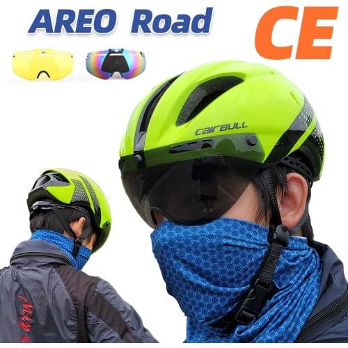 Moon 3 Lens Aero TT Bicycle Helmet In-Mold MTB Bike Sports Goggles Helmet Men Women Riding Racing Time-Trial Road Cycling Helmet